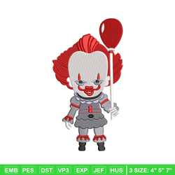 pennywise chibi embroidery design, horror embroidery, embroidery file,embroidery shirt, emb design, digital download