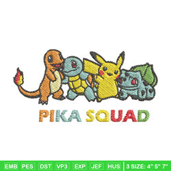 pika squad embroidery design, pokemon embroidery, anime design, embroidery file, digital download, embroidery shirt