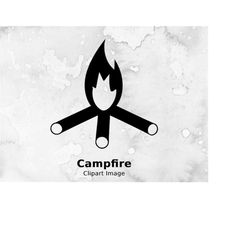 campfire clipart image digital, camping clipart
