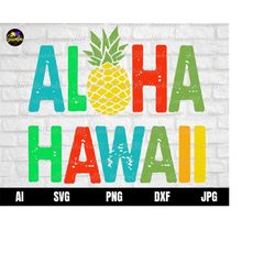 aloha svg, aloha hawaii svg, pineapple svg, vintage aloha svg, vacation hawaii svg, tropical vacation svg cut file cricu