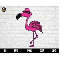 cute flamingo svg, summer flamingo svg, flamingo with sunglasses svg, flamingo with glasses svg, flamingo svg digital cl