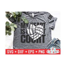 my heart is on that court svg - volleyball svg - dxf - eps - volleyball cut file - volleyball heart - silhouette - cricu