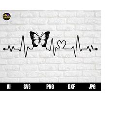 butterfly heartbeat print svg, butterfly car sticker, butterfly wall decor, cricut cut file, svg files for cricut, svg,