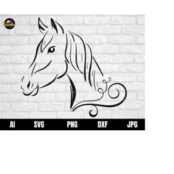 horse head svg, hand drawn horse head svg, horse svg, hand drawn horse head svg files for cricut, instant download, svg,