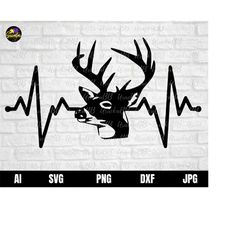 hunting svg, deer svg, heartbeat svg, deer hunting svg, deer heartbeat svg, deer head svg, heartbeat deer svg, deer love