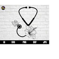 stethoscope svg, stethoscope floral svg, nurse svg, nursing svg, flower stethoscope svg, floral stethoscope svg, nurse s