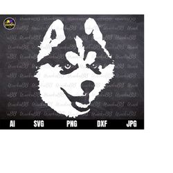 husky head svg, siberian husky svg, siberian svg, dog svg, siberian husky dog svg, dog clipart, cutting files for silhou