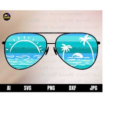 retro vintage sunset sunglasses svg, summer beach sunglasses palm tree svg, summer vibes sunglass, sunglasses, aviators,