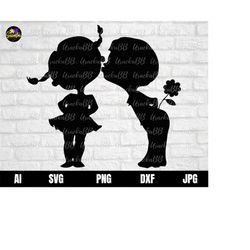 romantic couples svg, kiss couple svg, first kiss boy girl puppy love svg, kissing boy and girl svg, love svg, first kis