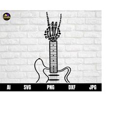 rock hand svg, skeleton hands svg, skeleton rock on hand svg, skull guitar svg, skeleton svg, rock hand svg, rock guitar