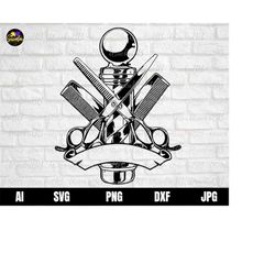 barber logo shop svg, barbershop logo svg, hair stylist svg, barber svg, barber clipart for for cricut, instant download