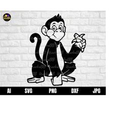 monkey and banana svg, monkey svg, monkey svg, animals svg, monkey clipart, cute monkey svg, monkey silhouette, jungle s