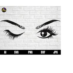 winking svg, winking eye svg, winking lashes svg, eyelashes cricut svg, winking and eyelashes svg, eyelash svg, makeup s