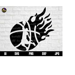 flaming basketball svg, basketball fire svg, basketball man fire svg, basketball flames svg, basketball with flames svg