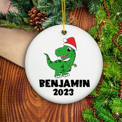 boys christmas ornament, personalized dinosaur christmas ornament , cute boys christmas ornament