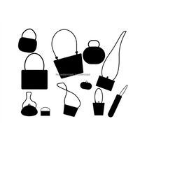 purses svg, purse silhouette image, purse clipart, purse clip art, cutting file, purses art, handbags svg, purse set svg
