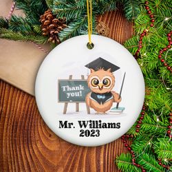 teacher christmas ornament,  personalized owl teacher christmas ornament, teacher christmas ornament gift