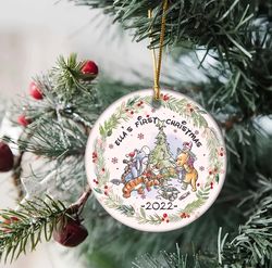 personalized winnie the pooh ornament, baby's first christmas ornament, pooh first christmas ornament