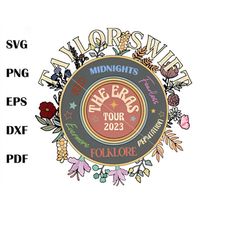 vintage floral taylor the eras tour vinyl record png silhouette files