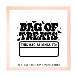 bag of treats svg | trick or treat svg | personalized halloween bag svg | kids halloween svg | retro halloween svg cricu