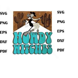 howdy witch-es wester-n cowgir-l svg graphic design file, wester-n boo svg
