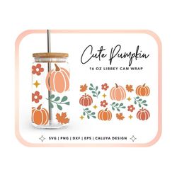 pumpkin libbey can wrap svg, glass can cup wrap svg, beer can glass wrap png svg, fall pumpkin svg, cute pumpkin svg | 1