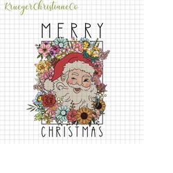 merry christmas png, santa claus christmas png, floral santa claus png, floral santa christmas png, flowers christmas pn