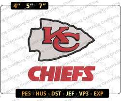 nfl kansas city chiefs logo embroidery design, nfl football logo embroidery design, famous football team embroidery design, football embroidery design, pes, dst, jef, files