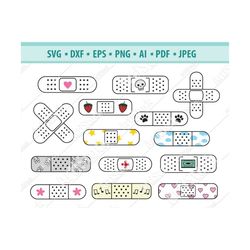 bandage svg bundle, bandaid clipart, bandaid with heart svg, first aid png, pharmacy svg, cute bandage svg, adhesive ban