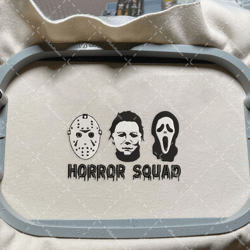 creepy halloween embroidery file, horror squad embroidery design, halloween movie characters embroidery design