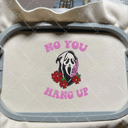 no you hang up embroidery design, face ghost embroidery machine file, scary halloween embroidery design for shirt, 3 sizes, format exp, dst, jef, pes