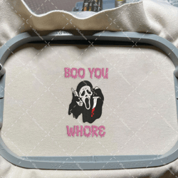 boo you whore embroidery design, face ghost embroidery machine file, scary halloween, embroidery machine design