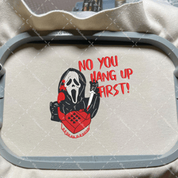 no you hang up first embroidery design, face ghost embroidery machine file, scary halloween