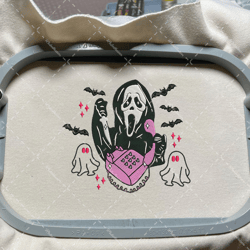 no you hang up embroidery file, halloween serical killer embroidery file, face ghost embroidery machine design