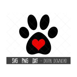 Paw Print heart SVG, paw print red heart monogram svg, Paw Svg, Paw print Svg, paw print clipart svg, png, cricut silhou