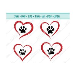Dog Paw Heart SVG, Paw Print SVG, Dog SVG, File for Cricut, Cat Paw Svg, Paw Heart Svg, Pets lover svg, Digital Cut File