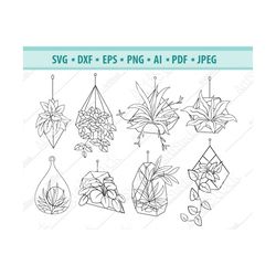 plants svg, potted plants svg, houseplants svg, flower pot clipart, gardening svg, hanging plants in pots, file for cric