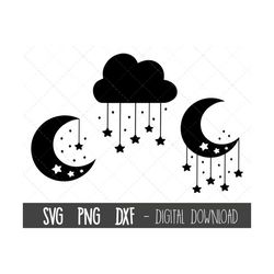 moon and stars svg bundle, moon svg, star svg, star silhouette svg, moon and star clipart, moon and star png cricut silh