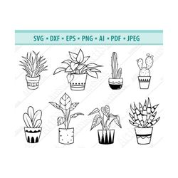 plants svg, potted plants svg, houseplants svg, garden plants svg, flower pot clipart, gardening svg, file for cricut, s