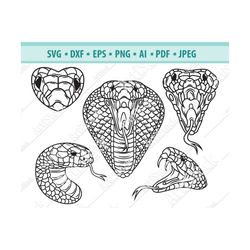 Snake Svg, Cobra SVG, Head Snake Clipart, Reptile Svg, File for Cricut, Cobra Cut Files, Cobra silhouette, Wild Animal S