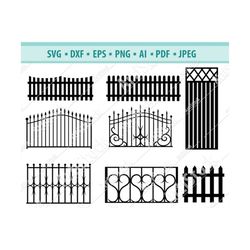 fences svg bundle, fences svg, iron fences svg, fence clipart, wooden fences svg, forged fence svg, svg cricut file, vec