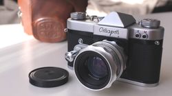 great soviet start wind-up 35mm slr camera helios-44 lens 2/58 8 blades s/n 6314777 vintage decor