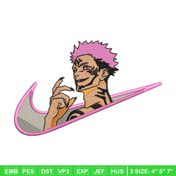 sukuna smile nike embroidery design, jujutsu kaisen embroidery, nike design, anime design, logo shirt, digital download