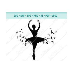 ballet svg, ballerina svg, balllet tutu with flying birds svg, ballet dancer svg, ballet clipart, ballerina birds svg, f