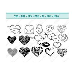 Heart svg, Stylized heart Svg, Heart clipart svg, Heart digital clipart for Design, Group hearts for cricut, files downl