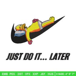 swoosh homer embroidery design, the simpsons embroidery, nike design, cartoon design, cartoon shirt, digital download