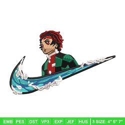 tanjiro kamado nike embroidery design, kimetsu no yaiba embroidery, nike design, anime design, digital download