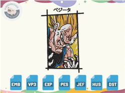 majin vegeta embroidery designs | pes dst jef files instant download, embroidery machine design