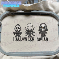 halloween squad embroidery design, happy halloween embroidery design, retro trendy fall slenderman embroidery file, spooky vibes machine embroidery file