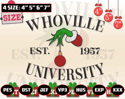 christmas embroidery designs, whoville university embroidery, merry xmas embroidery designs, est 1957 embroidery files